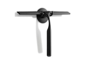 Quntis 10-Inch Matte Black Shower Squeegee for Glass Doors – Stainless Steel with Non-Slip Handle, Replacement Blade & Hook – Ideal for Bathroom, Mirrors, Tiles, and Car Windows