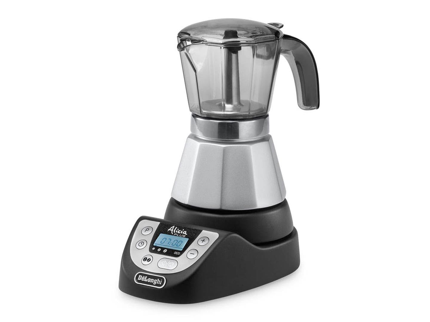 De'Longhi EMKP42.B Alicia PLUS - Elektrische Moka-Kaffeemaschine, 450 W, 2-4 Tassen, Kunststoff, Schwarz / Silber Black