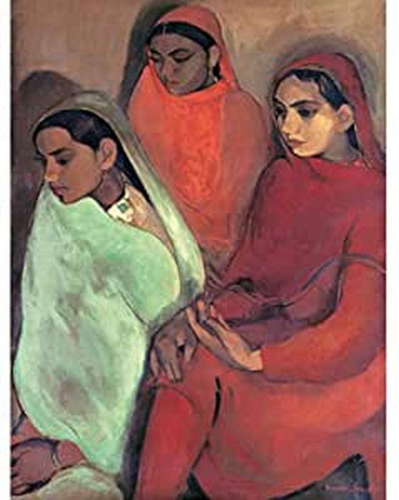 Artery8 Sher-Gil Group Of Three Girls Indian Painting Art Print Canvas Premium Wall Decor Poster Mural