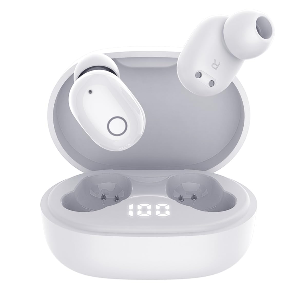 Bluetoothイヤホン ワイヤレスイヤホン IPX7防水 最大50時間再生 2025年最新Bluetooth6.0ブルートゥースイヤホン 全音域HIFI音質低遅延接続瞬時Type-C 急速充電片耳/両耳 WEB会議/運動/ゲーム/通勤/通学/スポーツ/音楽用Android/iPhone対応 (white)商品画像