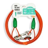 Petest 15ft Tie-Out Cable with Crimp Cover for Medium Dogs Up to 60 Pounds