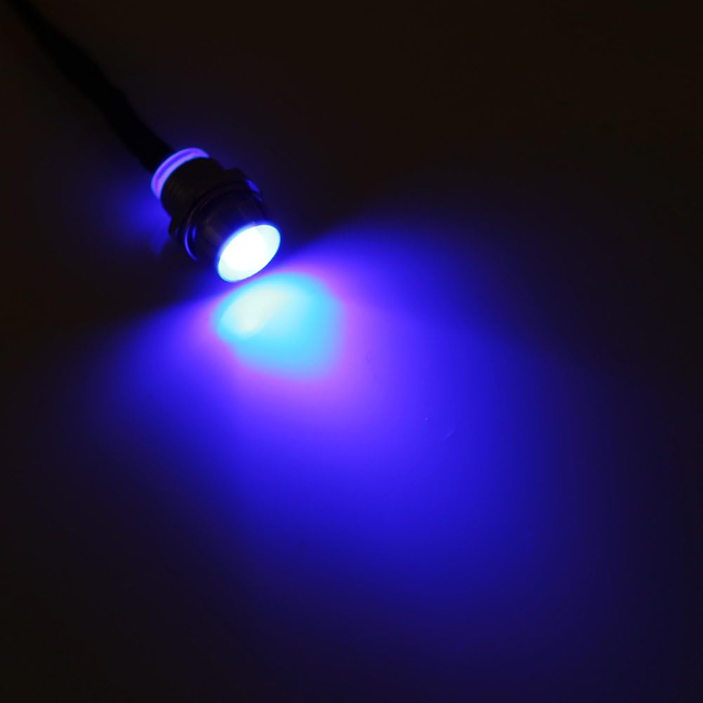 Qiilu Metal Indicator, 4 Pieces 12V 8mm LED Panel Pilot Dash Warning Light Indicator Lamp, Car, Van, Boat (Blue) - Image 3