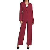 Casly Lamiit 2 Piece Outfits for Women Business Casual Single Button Blazer Jacket and Wide Leg Pants Matching Suit Sets