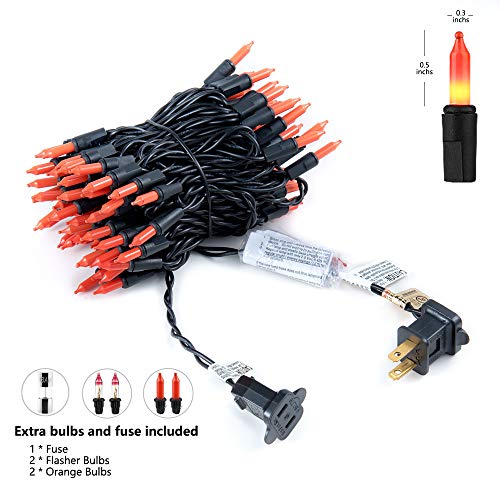 HAYATA ⭐️Halloween String Lights 24ft 100 Incandescent Orange Mini Bulbs Lights, Halloween Lighting Decor for Outdoor and Indoor Use, Fairy Garden, Yard, Home, Party, Holiday, Halloween Decorations - Thumbnail 4