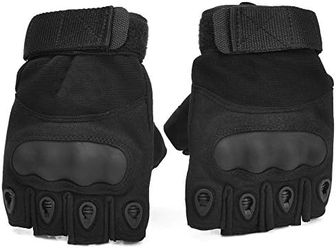 In Hand Protector | Military Grade Breathable Microfiber Nylon Leather All Weather Sport Hard Knuckle Tactical Half Finger Gloves | Excellent for Outdoor Airsoft Cycling Motorcycle | Adjustable Wrist