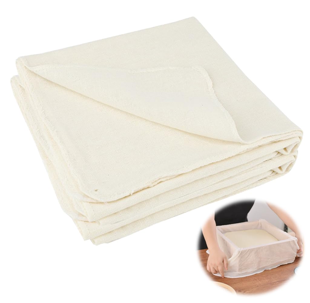Kellegour Pack of 8 Straining Cloth 50 x 50 cm Cheese Cloth, Cotton Filter Cloth, Linen Cloth, Sifter Filter Cloth for Straining Homemade Cheese, Fruit Juice, Coffee, Pudding, Tofu, Baking