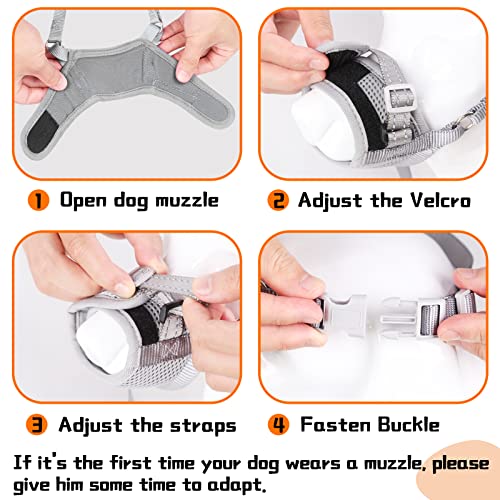 Dog Muzzle, Nylon Soft Dog Muzzle for Large Dogs, Breathable Mesh Dog