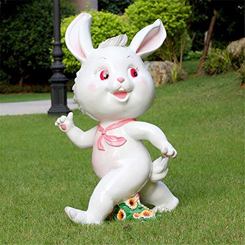 Dingwen Tortoise and The Hare Glass Steel Sculpture Cartoon Garden Lawn Landscape Decoration DE012 (Rabbit)