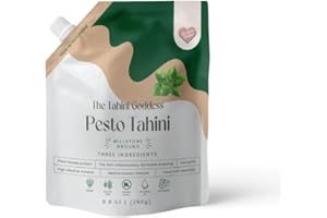 The Tahini Goddess Pesto Tahini | Kosher Pure Mill Stone Raw Sesame Seeds Paste | Hummus, Salad Dressings, Dips and Sauce | Gluten Free | Vegan | Sugar Free | Non GMO | 8.8oz (250gm)