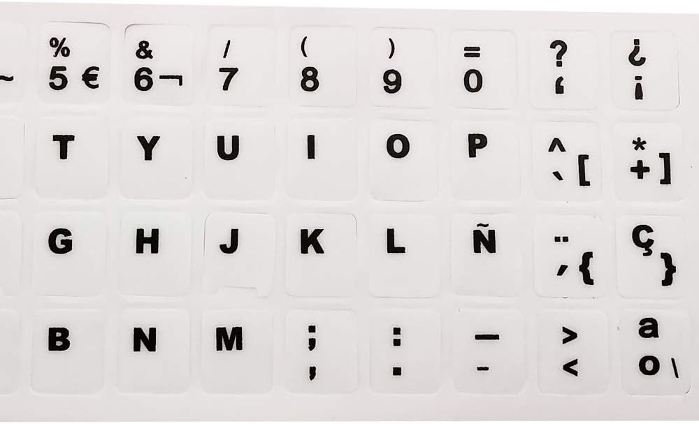 Keyboard Stickers, Black Letters with White Background, for all Laptops Desktop Computer's Keyboard (Spanish_White) - Image 4