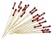 PuTwo Cocktail Picks Handmade Toothpicks 4.7” 100ct Red Beads with Rope