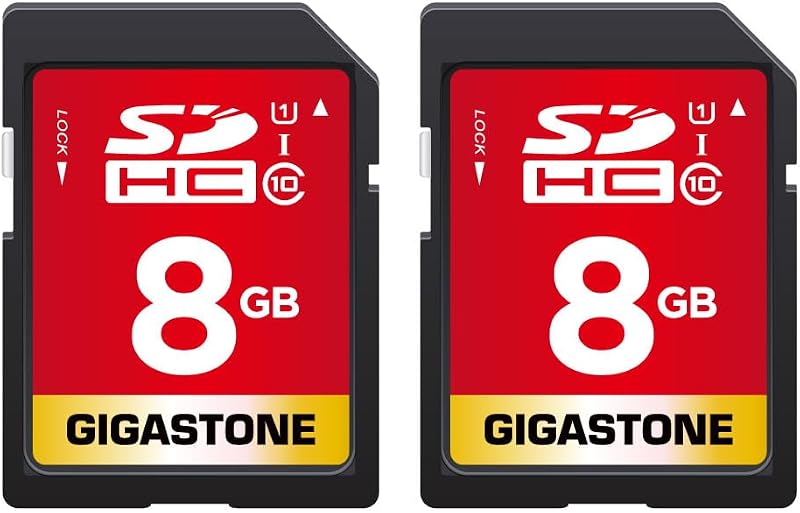 Gigastone 8 GB SDHC Memory Card Pack of 2 Class 10 U1 High Speed