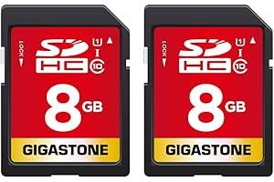 GIGASTONE 8GB SD Card 2-Pack UHS-I U1 Class 10 SDHC Memory Card Full HD Video Canon Kodak Olympus Digital Camera, with 2 Mini