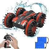 KYAMRC Waterproof RC Cars 4WD, Remote Control Car Boat Truck 2.4Ghz Double Sided Amphibious Vehicles Toys for Kids, Red