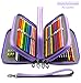 YOUSHARES 72 Slots Pencil Case - PU Leather Handy Multi-layer Large Zipper Pen Bag with Handle Strap for Colored/Watercolor Pencil (Purple)