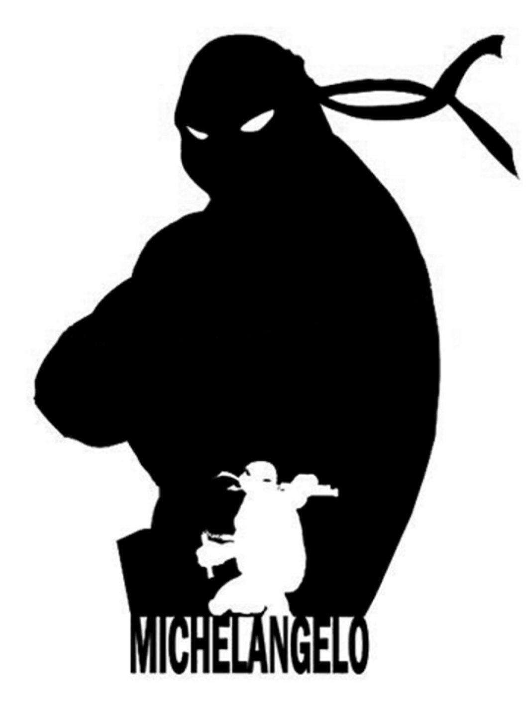 TMNT MICHELANGELO SILHOUETTE TEENAGE MUTANT NINJA TURTLE LOGO VINYL STICKERS SYMBOL 5.5" DECORATIVE DIE CUT DECAL FOR CARS TABLETS LAPTOPS SKATEBOARD - BLACK