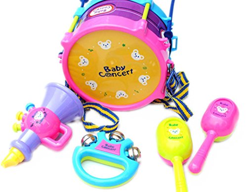 FimKaul 5pcs Kids Baby Roll Drum Musical Instruments Band Kit Children Toy