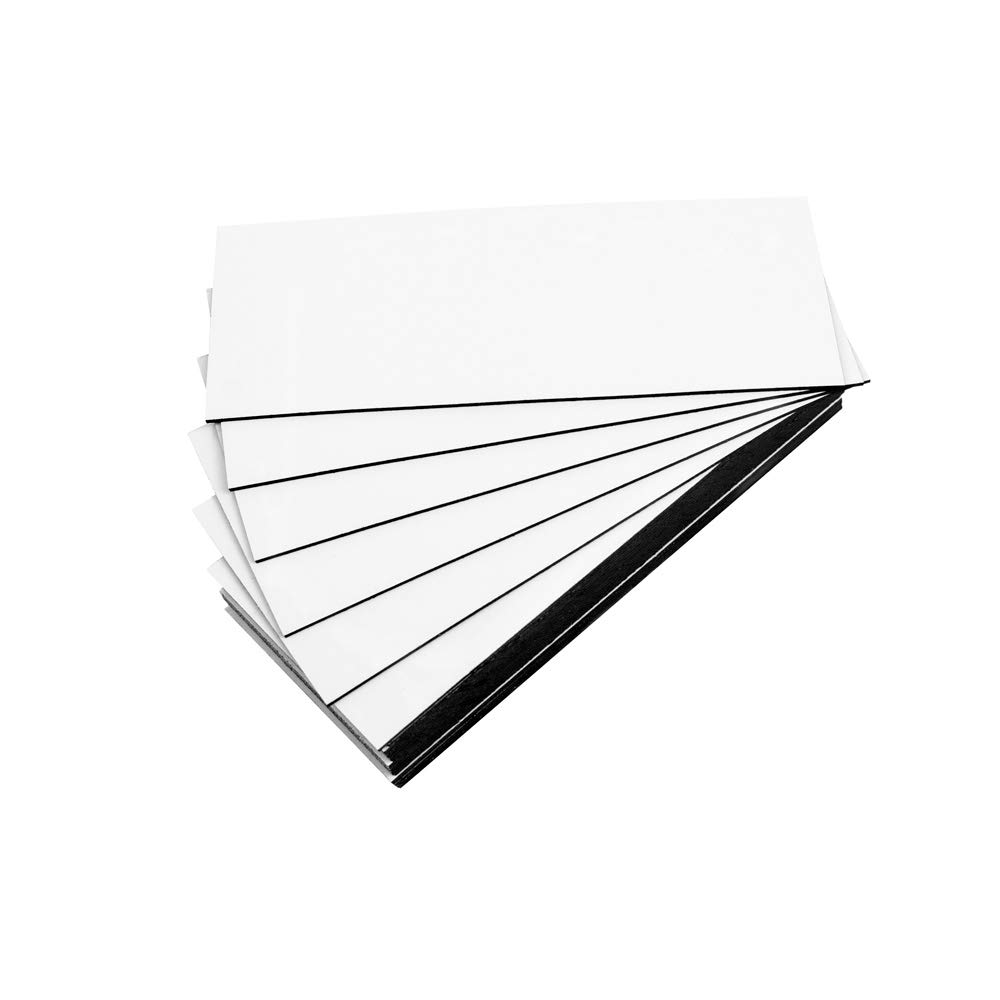 Pack of 25 Coloured Magnetic Labels (White, Length 10 cm, Width 4 cm)