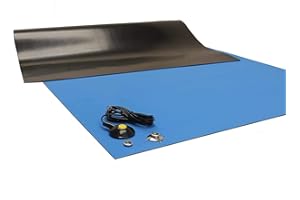 GROUNDHUG Rubber ESD Anti-Static HIGH Temperature Soldering MAT-36" X 72" (3' x 6') - 0.08" Thick- with Ground Cable-Blue