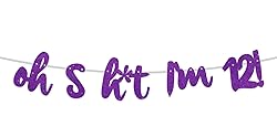 Oh S*it I’m 12! Banner Backdrop Glitter Purple