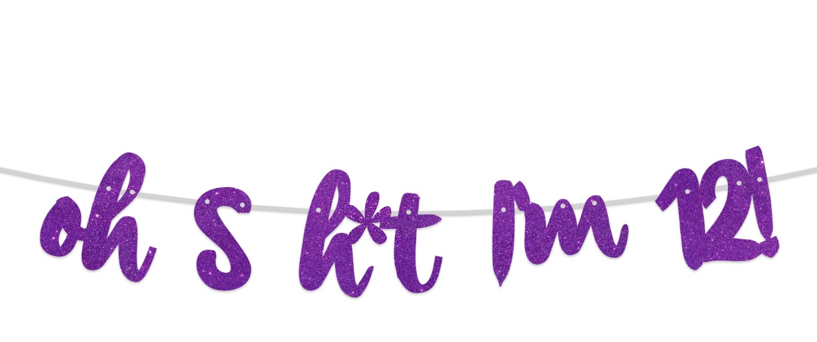 Oh S*it I’m 12! Banner Backdrop Glitter Purple