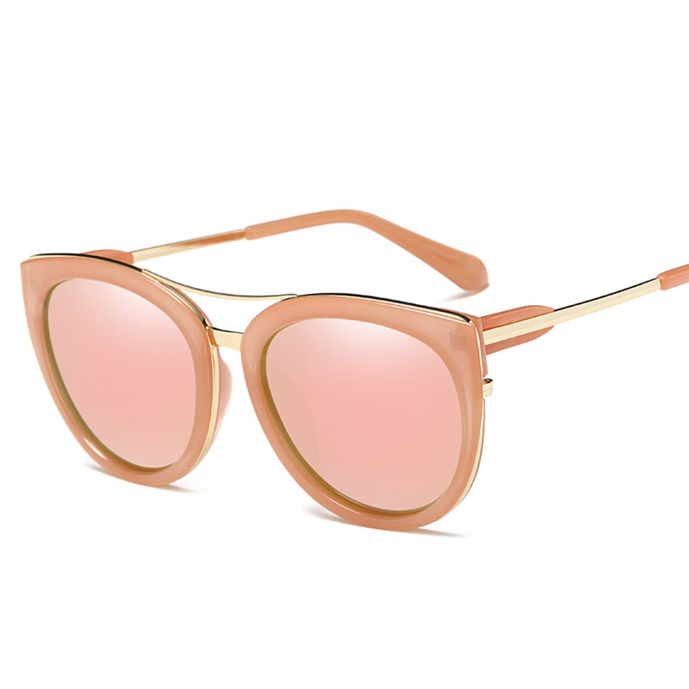W.ent Metal UV400 Polarized Cat Eye Style Sunglasses,Lightweight Colorful Lens and Fashion Design (pink, pink)