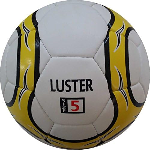 Soccer Ball Luster Official Size &amp; Weight - League Soccer Ball For Tournaments &amp; Soccer Matches (White &amp; Yellow, 5)