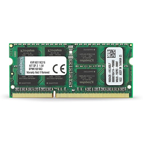 ValueRAM 16GB Kit (2x8GB) 1600MHz DDR3 PC3-12800 Non-ECC CL11 SODIMM Notebook Memory KVR16S11K2/16
