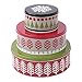 Hallmark Home Holiday Round Nesting Tins (Set of 3), Red, Green, and Black Patterned Trees