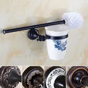 eik Negro Bronce baño de inodoro Soporte para cepillo de latón