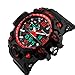 BesWLZ BesWLZ Men's Large Dual Dial Analog Digital Quartz Multifunction 50M Water Resistant Watches( Red)
