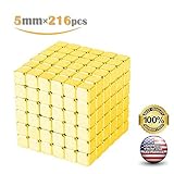 Golden Magnetic Cube 5mm 216pcs Magnets Multi-Use Square Blocks Cube Stress Relief Toys Magnets Toy for Kids