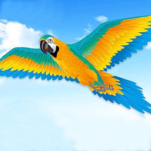 New 188cm Super 3D Parrot Kite Stereo Parrot Kite Easy to Fly Outdoor Fun Sport Toys For Children and Adults Gift Good Quality (yellow kite)