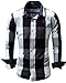 JoJoJoy Men's Casual Long Sleeve Plaid Button Down Shirt Contrast Color Block Pattern Black Size L