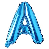 16" inch Single Blue Alphabet Letter Number Balloons Aluminum Hanging Foil Film Balloon Wedding Birthday Party Decoration Banner Air Mylar Balloons (16 inch Pure Blue A)