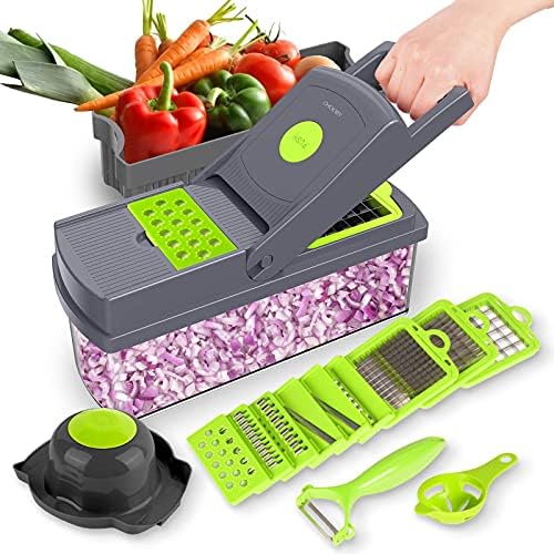 RIZAYS 14 in 1 Vegetable Chopper, Onion Chopper, Chipser and Slicer