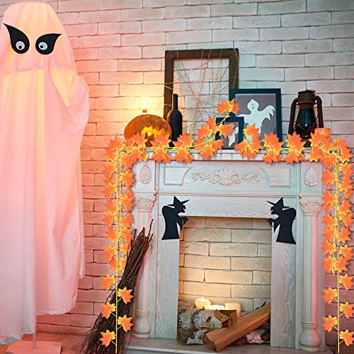 VGOODALL Künstliche Herbst Girlande, 16 STK. Eukalyptus Girlande Strähnen Künstliche Ahorn Blätter Autumn Leaves Girlande für Garten Hochzeit Party Wanddekoration