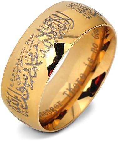 Zhongzhe 8mm Stainless Steel Man Religious Ring Muslim Islamic Halal Words Ring (G10)