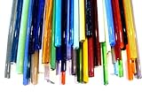 Devardi Glass COE 90 Assorted 1 lb, 20 Glass Rods, 5-6mm x 12 inch, Fusing, Beadmaking Rods