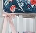 Coral Navy Floral Baby Crib Bedding Set Minky Blanket Crib Rail Cover Peach Navy Floral Girl Crib Set Floral Ruffled Crib Skirt (4 pcs set)