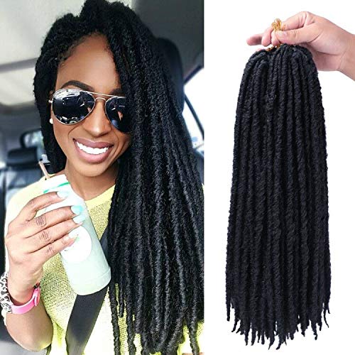 6Packs/lot 18 Inch Straight Faux Locs Crochet Hair Goddess faux Locs Hair Dreadlocks Synthetic Crochet Hair Braids for Women 1B#)