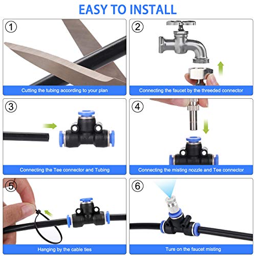 Bearbro bewässerungssystem Outdoor, DIY Outdoor Misting System, Automatische Bewässerung Sprühnebel Kühlung Kit für… – Bild 6