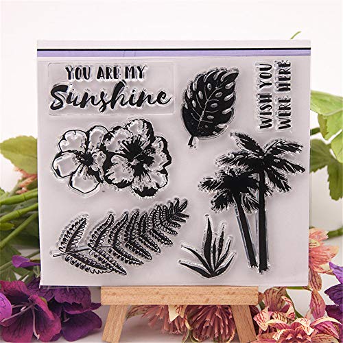 You are My Sunshine Palm Tree Vocation Flowers Clear Stamp Rubber Clear Stamp/Seal Scrapbook/Photo Album Decorative Card Making Clear Stamps