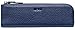 MEKU Pencil Case Genuine Leather Pen Case Stationery Bag Zipper Pouch Pencil Holder with 2 Slots Blue