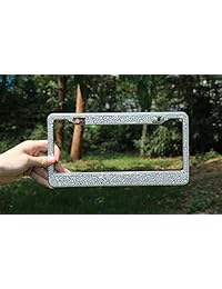 Bling marco de la placa para las mujeres chica Rhinestones Etiqueta Marco de la placa de licencia para coche 2 unidades Bonus Tornillos Accesorios a juego con caja de regalo por zataye, Crystal 2