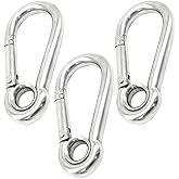 Bytiyar 10 PCS M5 2 inch Stainless Steel Heavy Duty Carabiner Clips Keychain with Round Hole Snap Hook Quick Links Safety Chain Rigging Accessories Tool