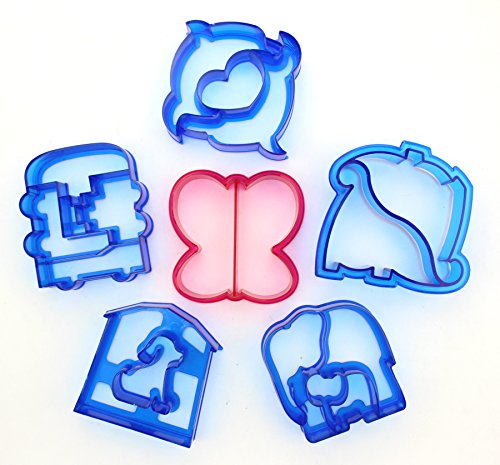 UPC 600748462711, Set of 6 - Adorable Animal Shapes of Sandwich Cutter for Kids - Dinosaur, Dolphin, Elephant, Dog, Butterfly &amp; Train or Star - More Fun, Toy Kids Set - Make Kids Enjoy Lunchtime