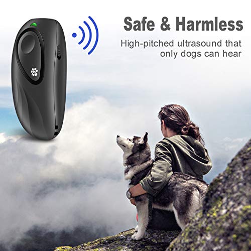 Dog Barking Control Devices, Ultrasonic Anti Barking Device, 2 In 1 Adjustable Frequency Dog Barking Deterrent Devices Handheld Dog Training Device with LED Indicator Wrist Strap for Indoor Outdoor