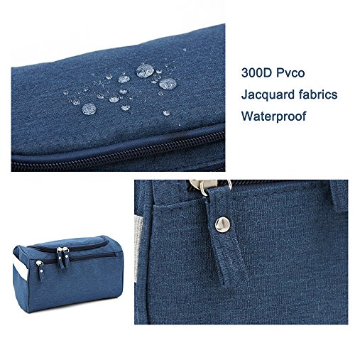 Travel Toiletry Bag Waterproof Zip Organizer Hanging Cosmetic Makeup Shower Bag With Large Compartment for Men Women for Trip Vacation Gym (Blue)