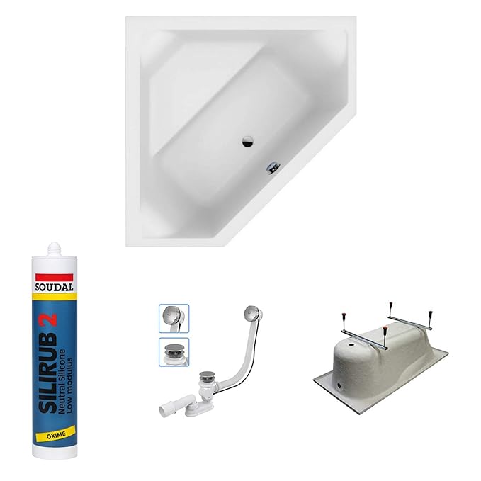 bestshop24.eu Exclusive LINE North Bath DOCCIA Rechteckbadewanne Acryl 140x140 cm mit TOP Ablaufgarnitur Hochwertiger Sanitär